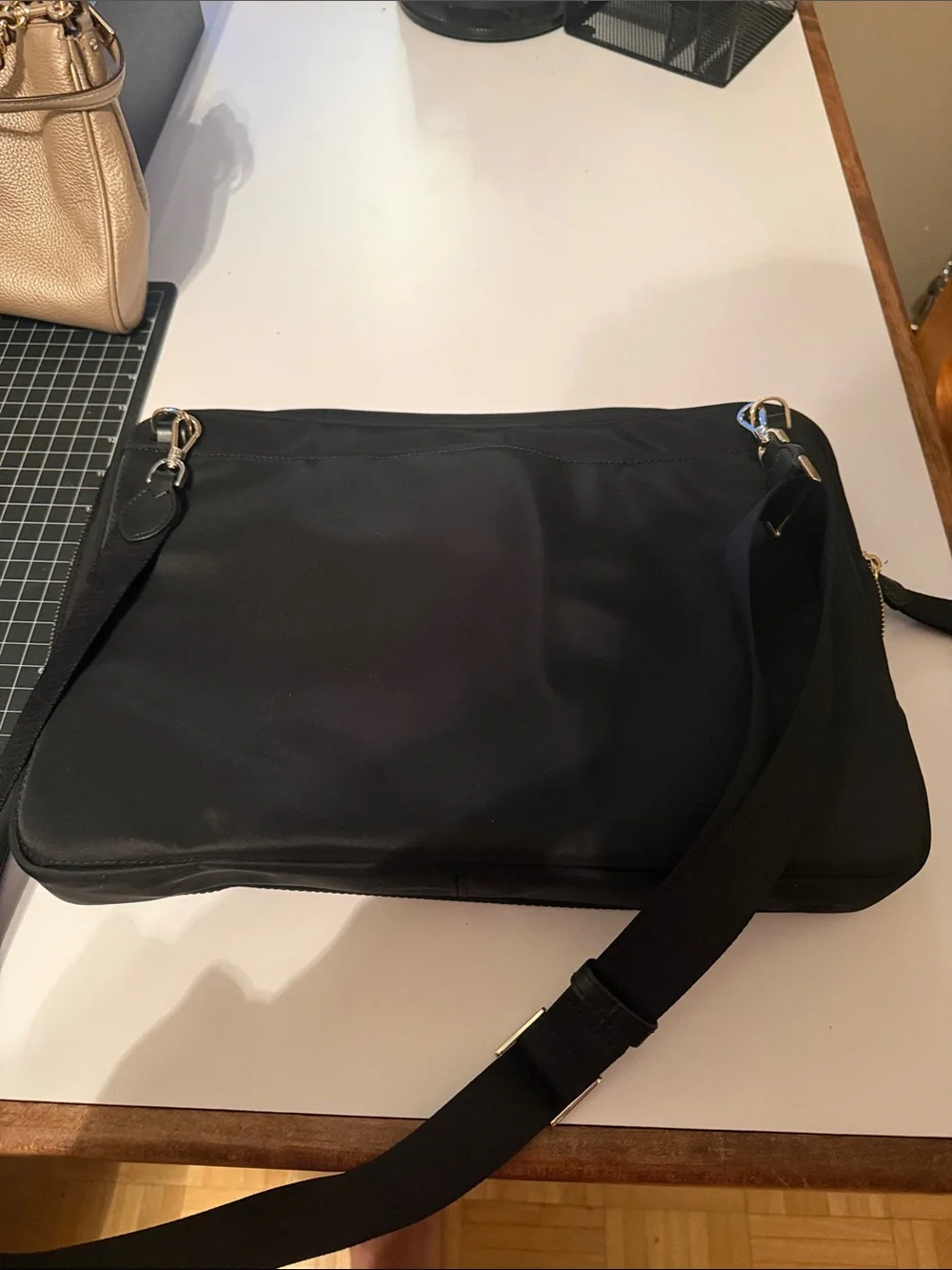 kate spade black men's laptop briefcase with front zip pocket